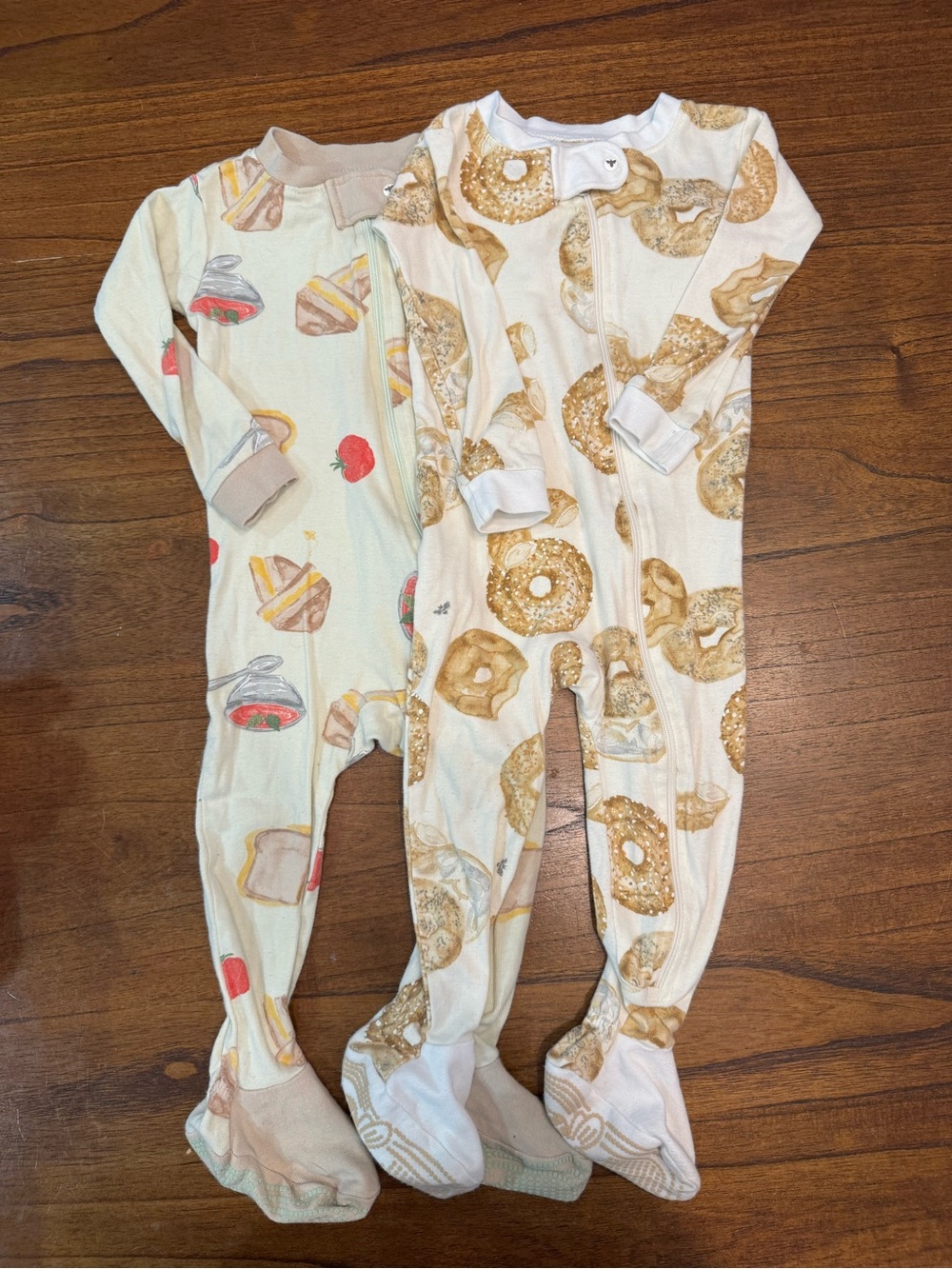 Burt's Bees Bagel & Grilled Cheese print Onesie PJs- Set of Two - 24M